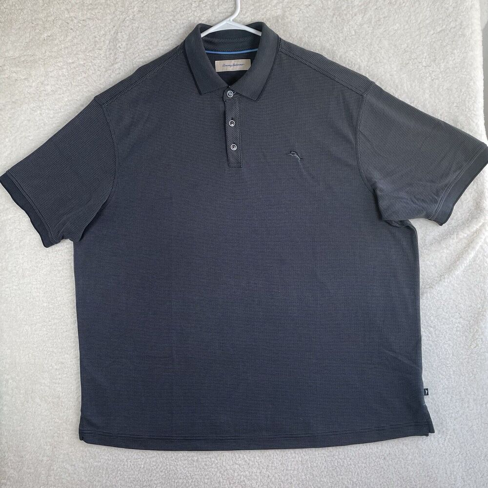 Tommy Bahama Polo Shirt Mens 2XL XXL Golf Modal Gray Beach Vacation Lightweight